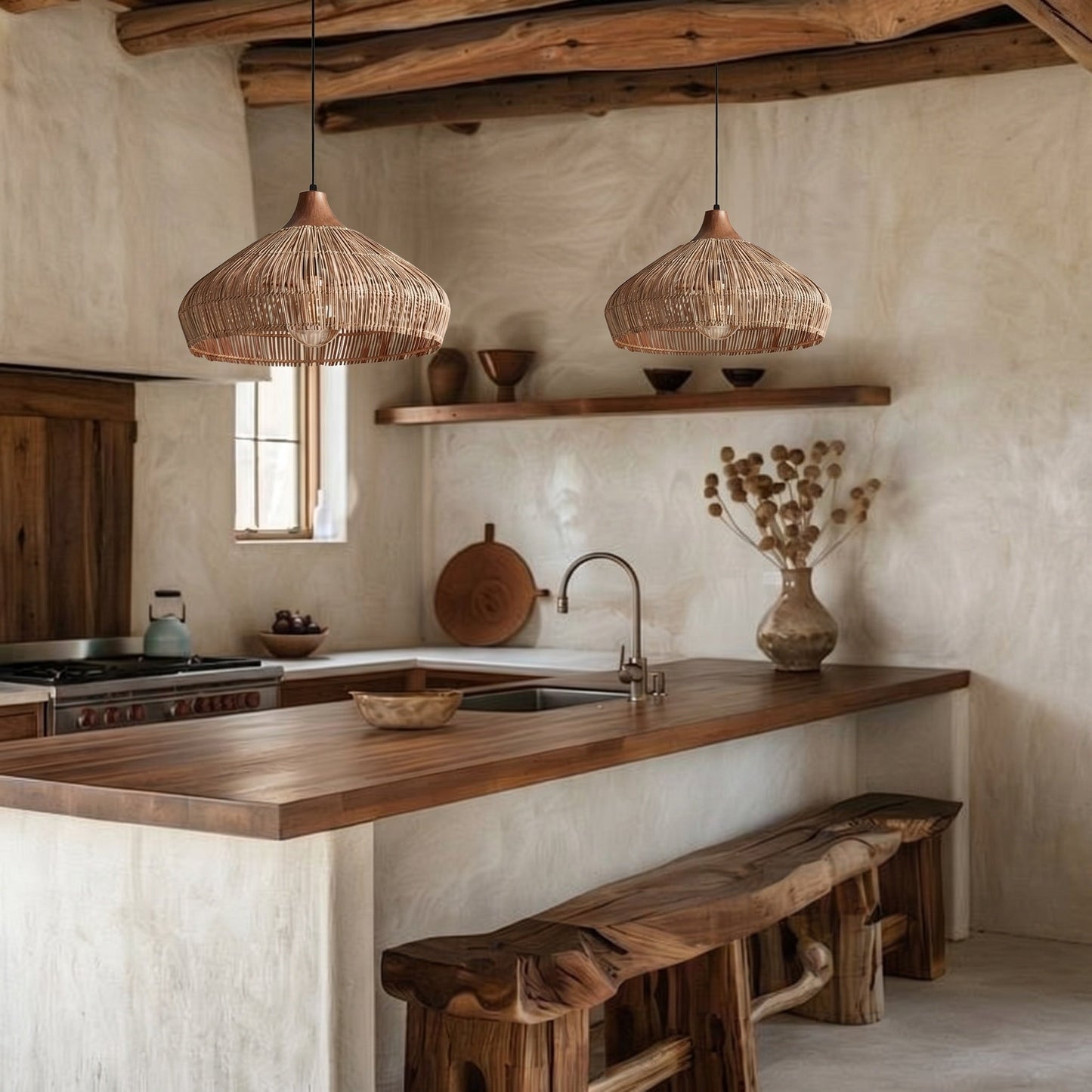 Hand-Woven Rattan Coastal Dome Lamp