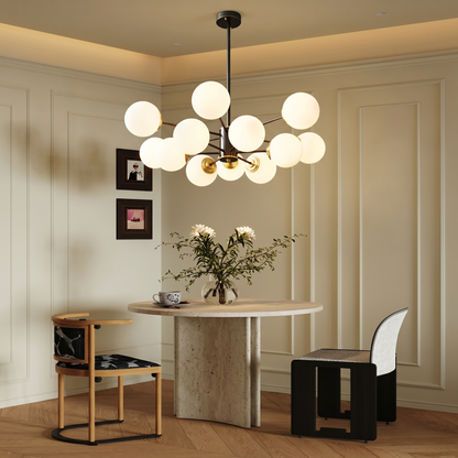 Dual-Tier Globe Chandelier in Black and Gold