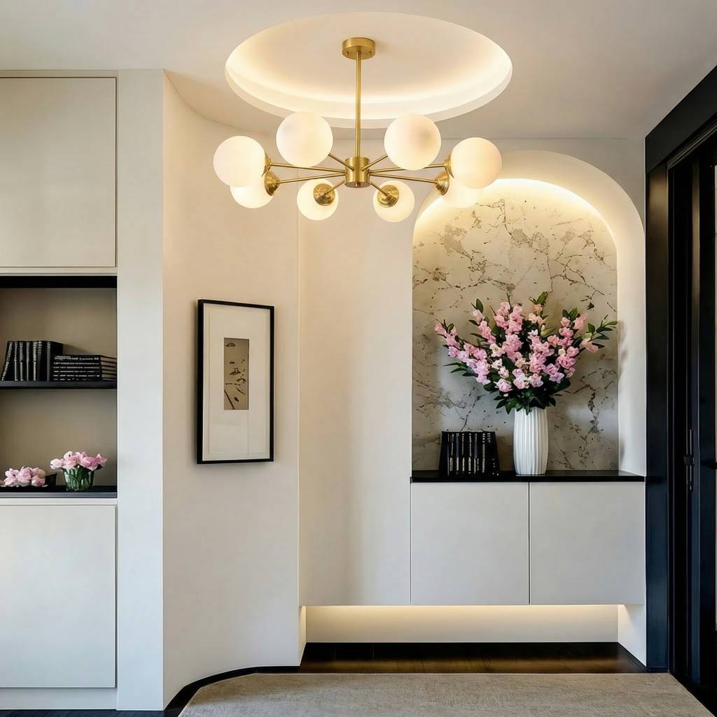 Brass Molecular Sputnik Chandelier