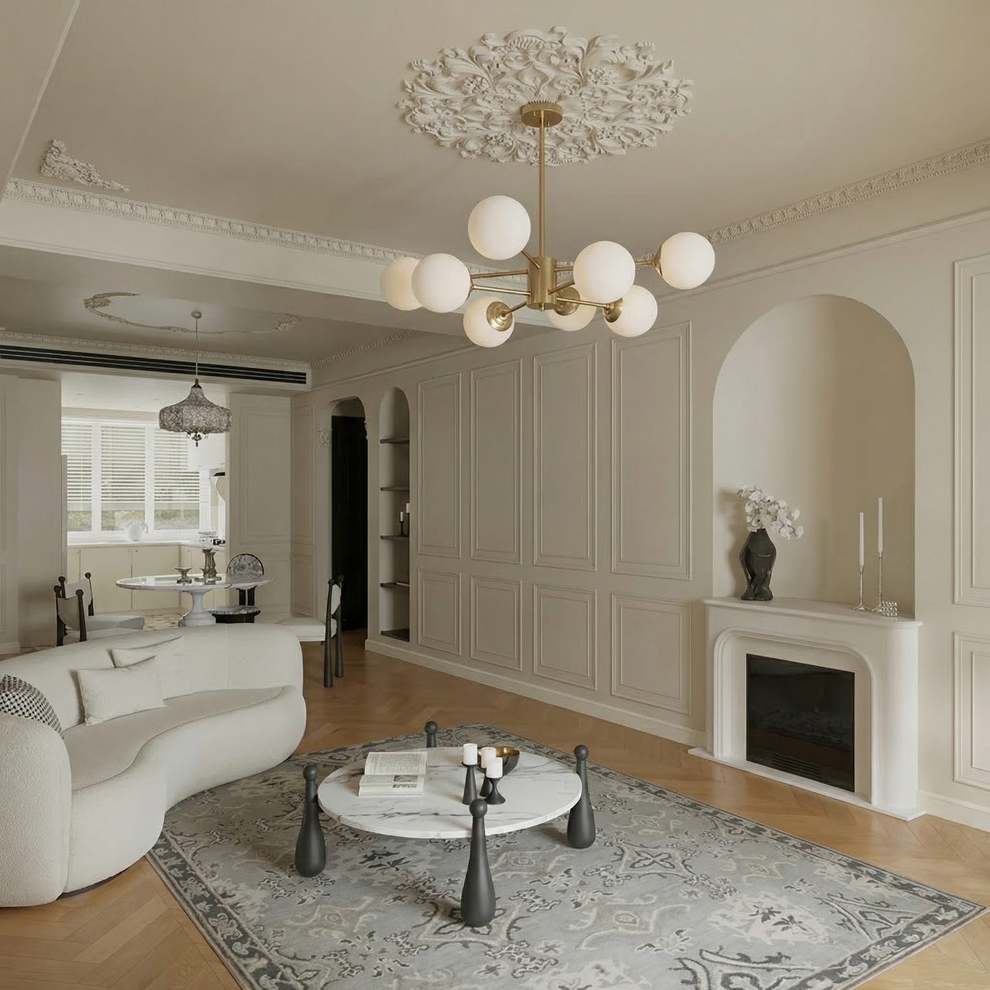Gold Molecular Sputnik Chandelier