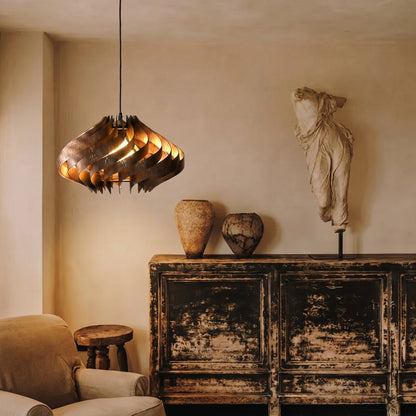 Twisted Wood Ribbon Pendant Light