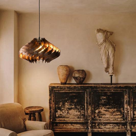 Twisted Wood Ribbon Pendant Light