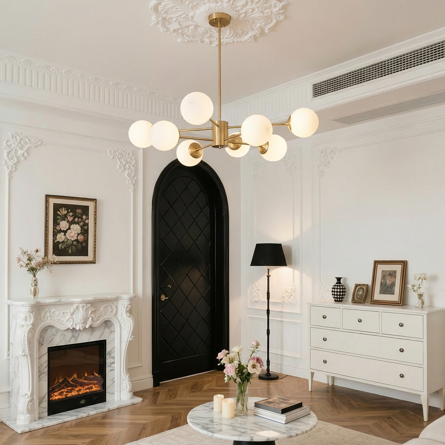 Gold Molecular Sputnik Chandelier