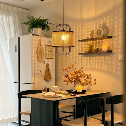 Rattan Cane Wire Birdcage Lantern