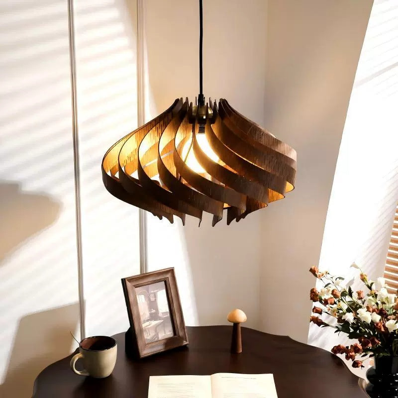 Twisted Wood Ribbon Pendant Light
