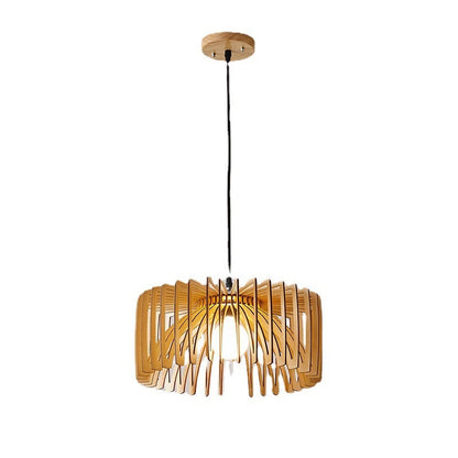 Wooden Slat Sculptural Pendant Light