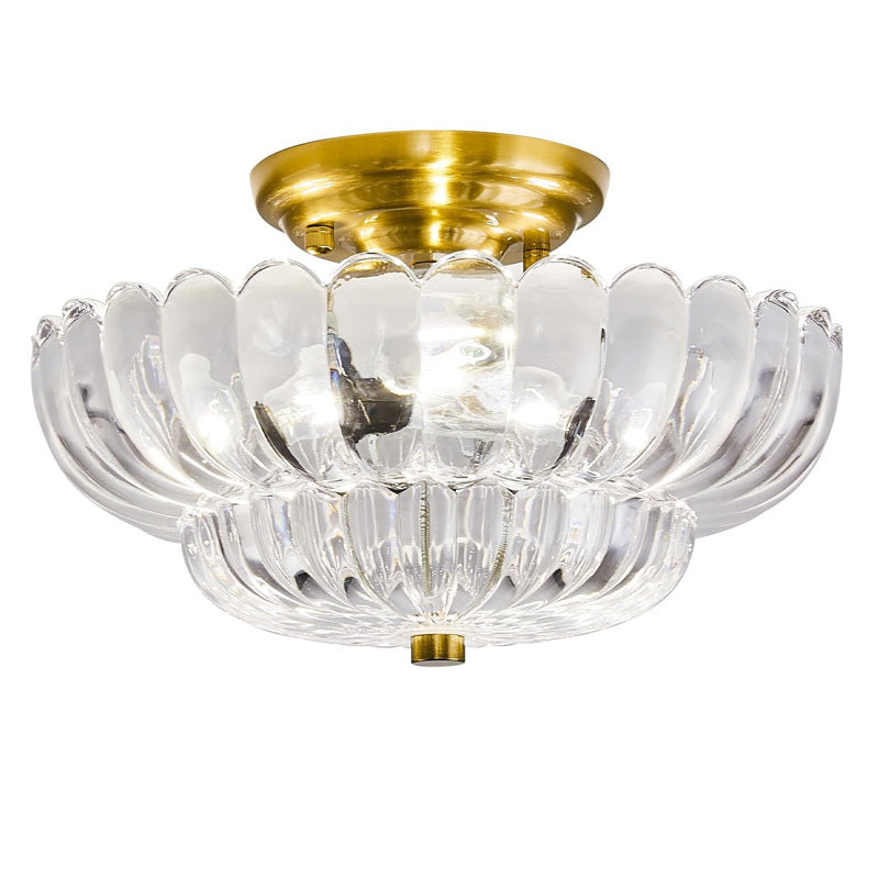 Ribbed Glass Umbrella Semi-Flush Light