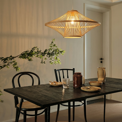 Architectural Bamboo Saucer Pendant