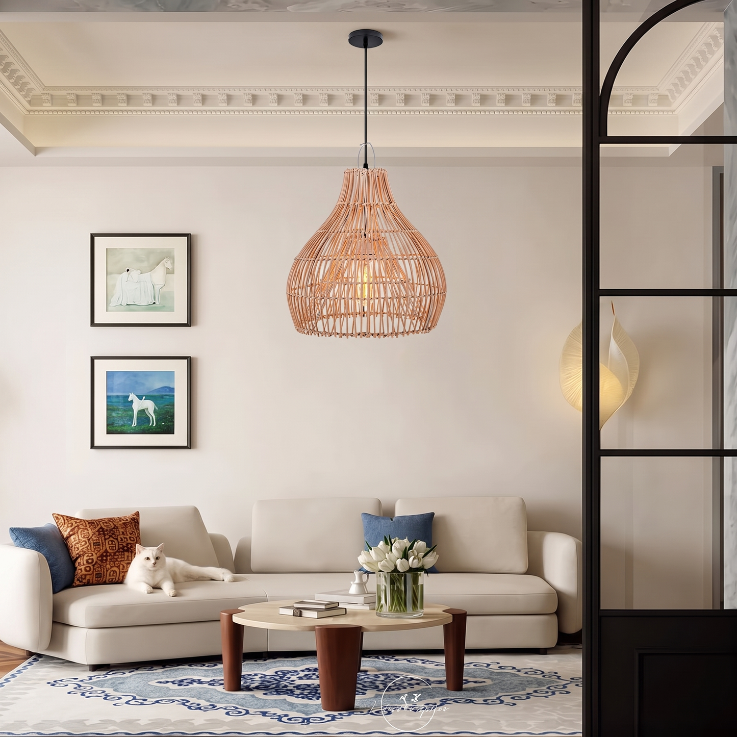 Rattan Gourd Pendant Light