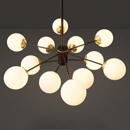 Dual-Tier Globe Chandelier in Black and Gold