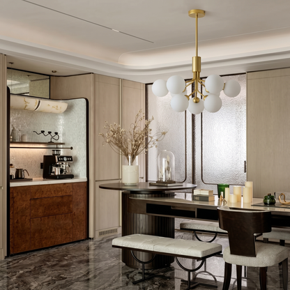 Gold Branching Globe Chandelier