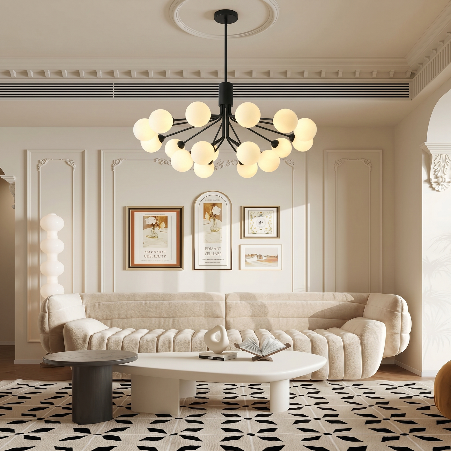 Multi-Globe Crown Chandelier in Black