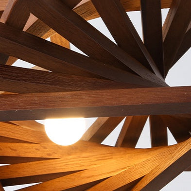 Spiral Wood Triangle Pendant Light