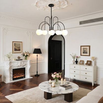 Gooseneck Opal Globe Chandelier