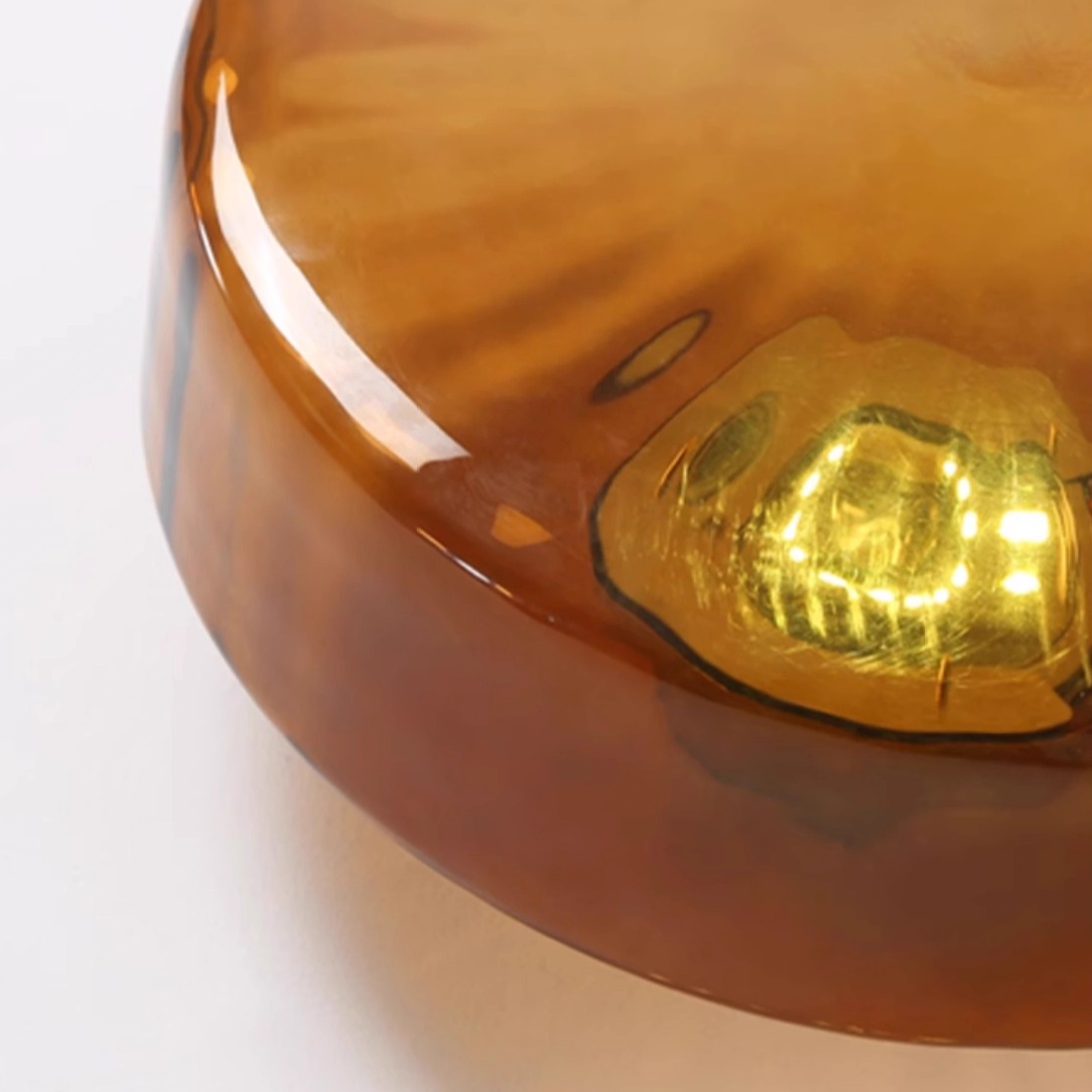 Amber Ribbed Glass Flush Mount Light