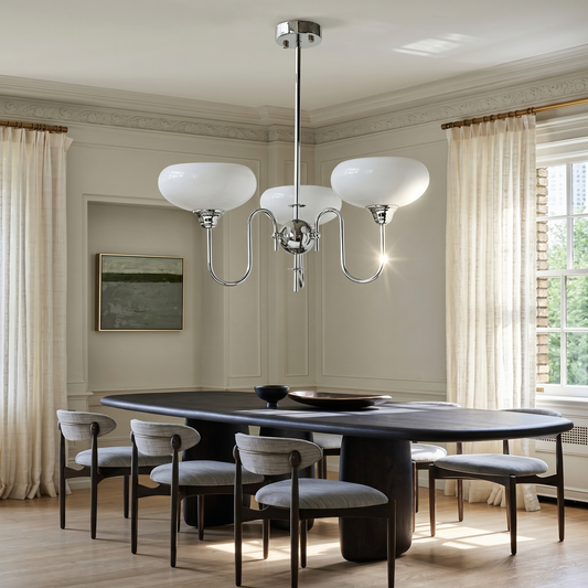 Chrome Gooseneck Globe Chandelier