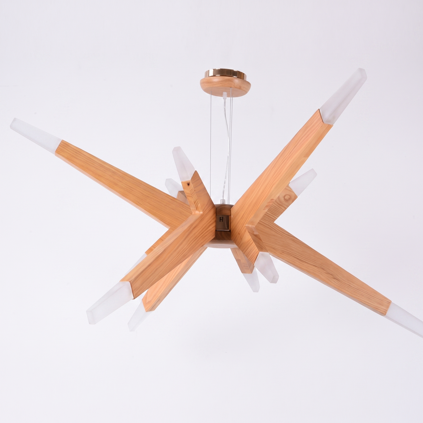 Solid Ash Starburst Chandelier, 12 Light