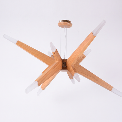 Solid Ash Starburst Chandelier, 12 Light