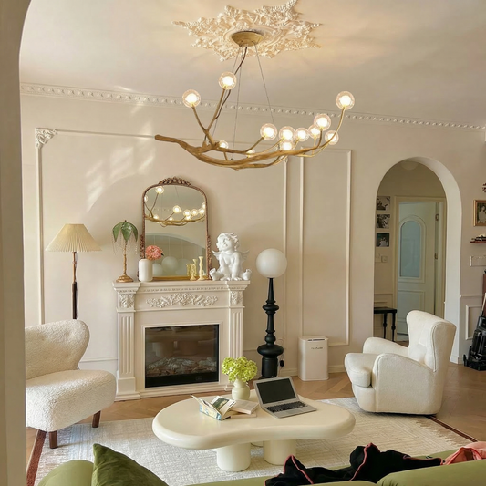Organic Tree Branch Glass Globe Chandelier