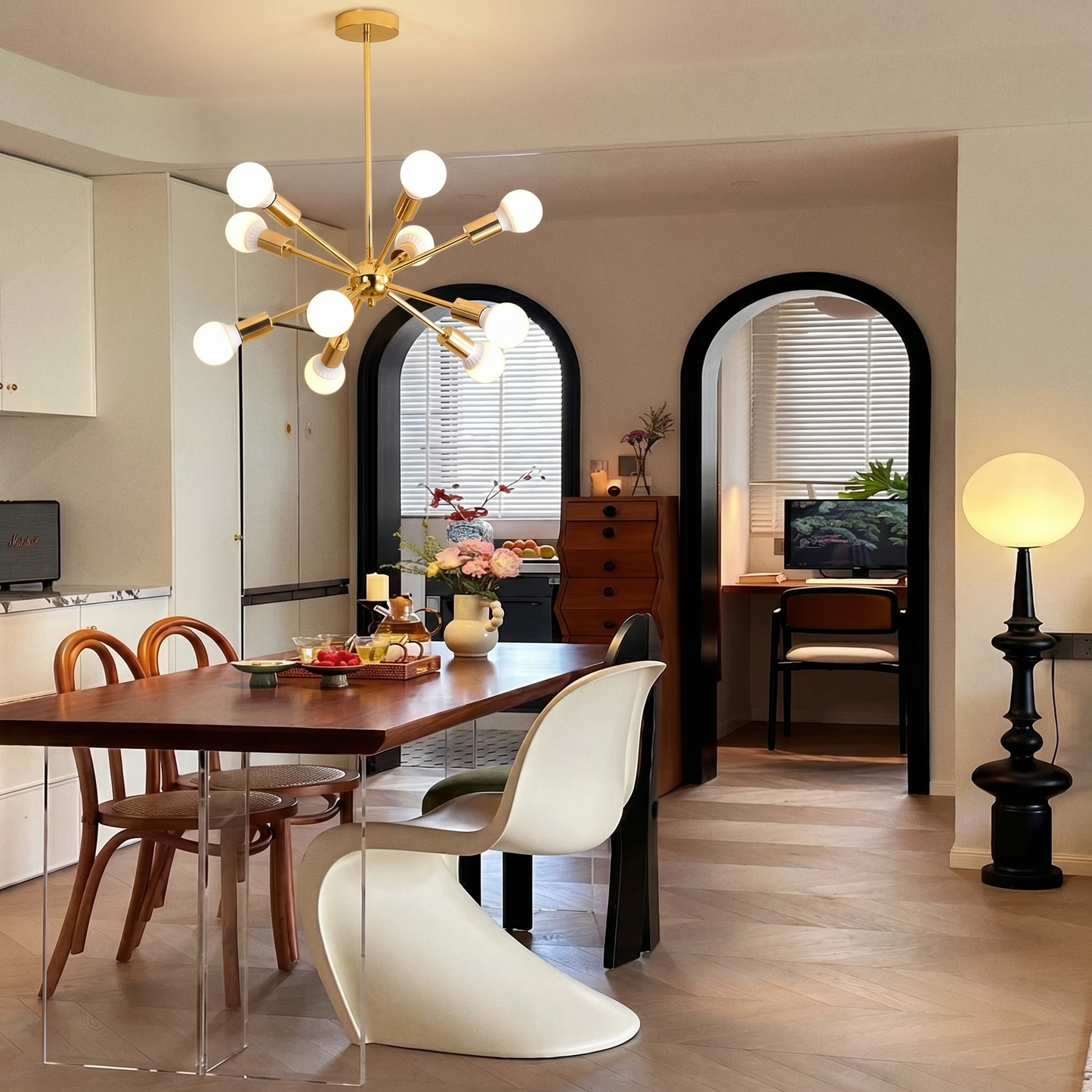 Gold Sputnik Starburst Chandelier