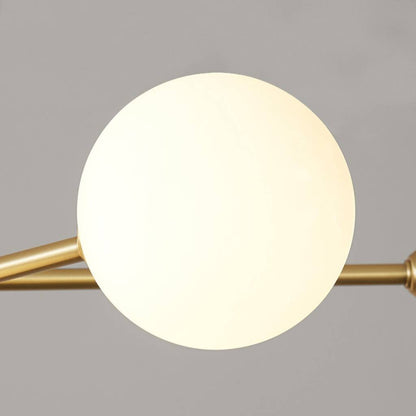 Gold Sputnik Chandelier with Milk Glass Globes