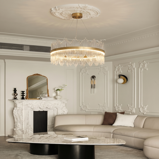 Crystal Wave Chandelier in Brushed Gold