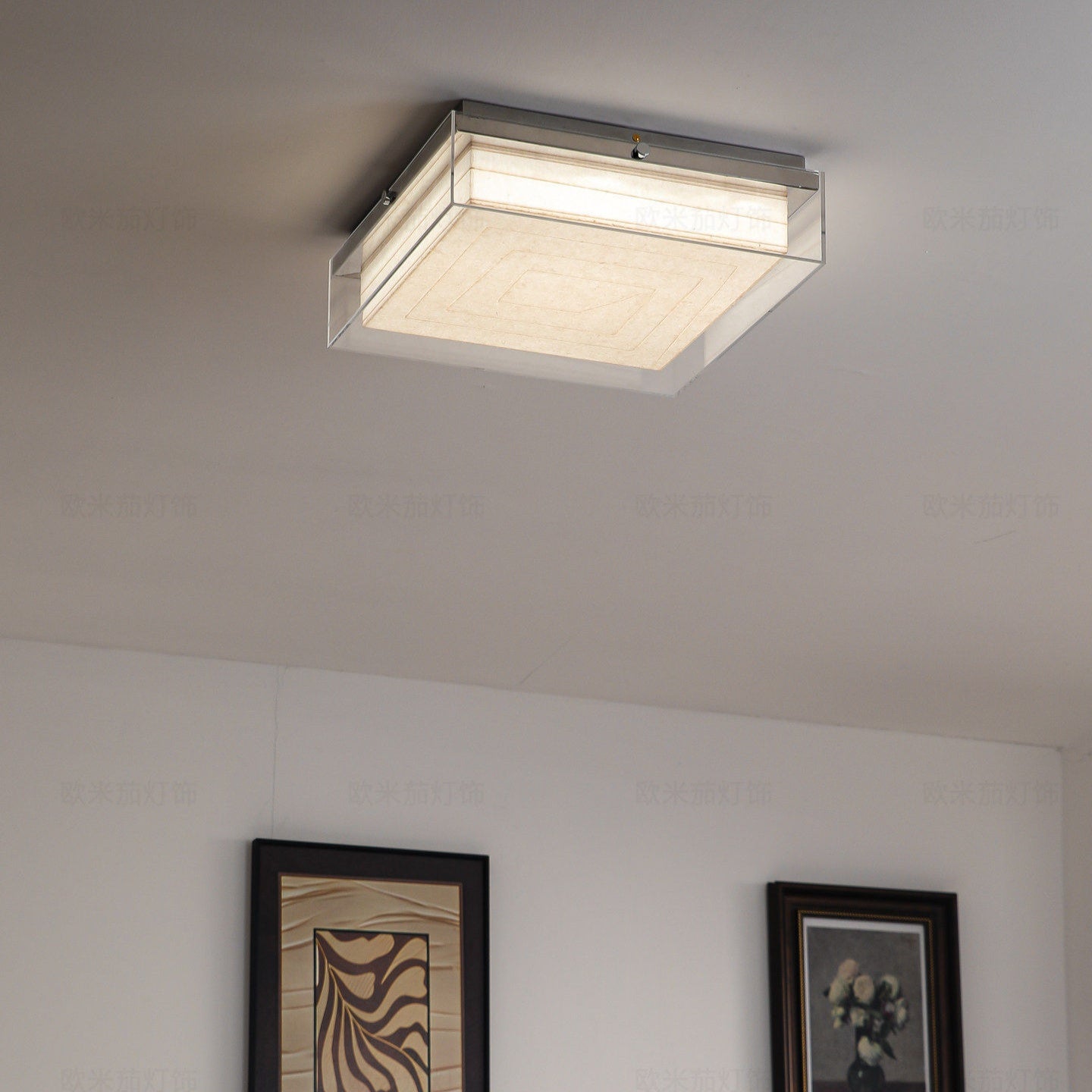 Layered Square Acrylic Flush Mount
