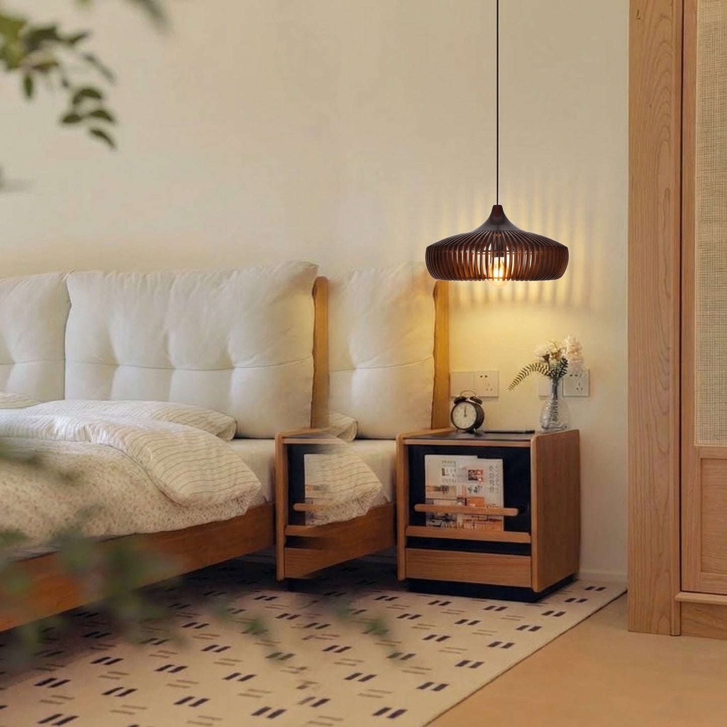 Wood Slat Fin Pendant Light