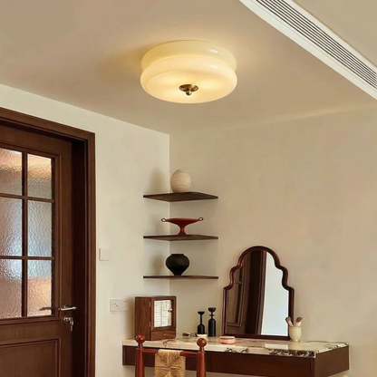 Double-Tier Macaron Glass Flush Mount