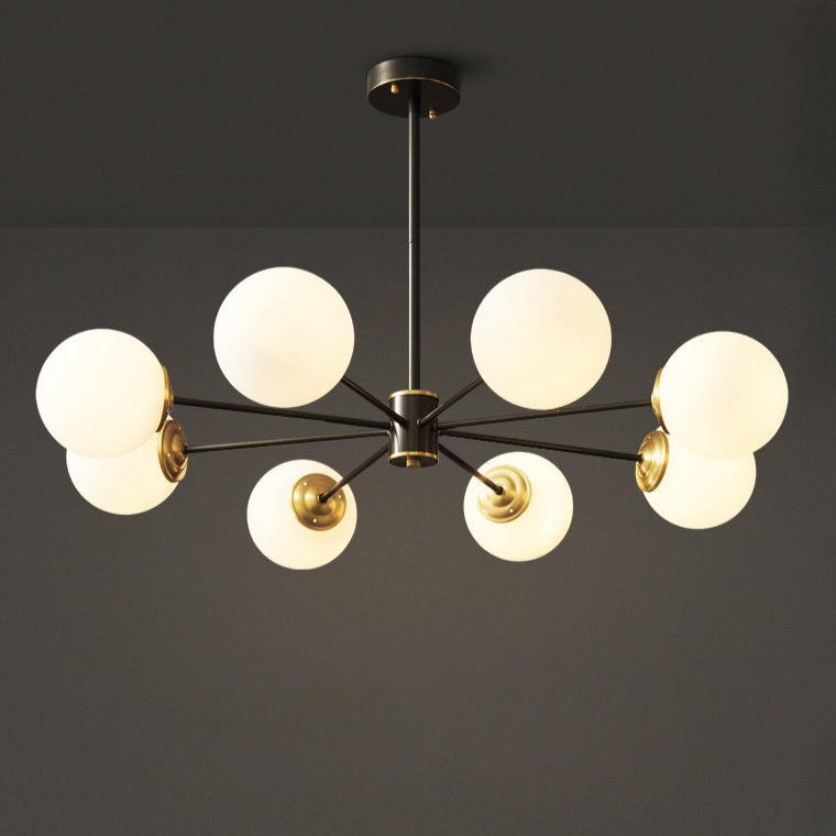 Minimalist Globe Chandelier in Black and Brass
