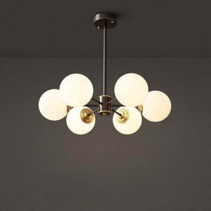 Minimalist Globe Chandelier in Black and Brass