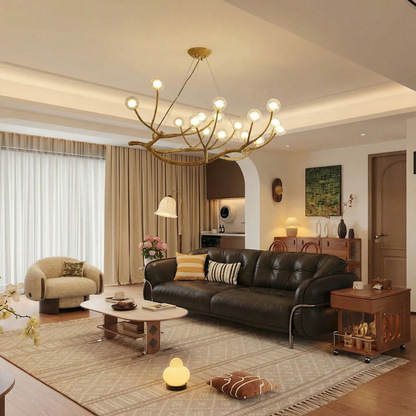 Organic Tree Branch Glass Globe Chandelier