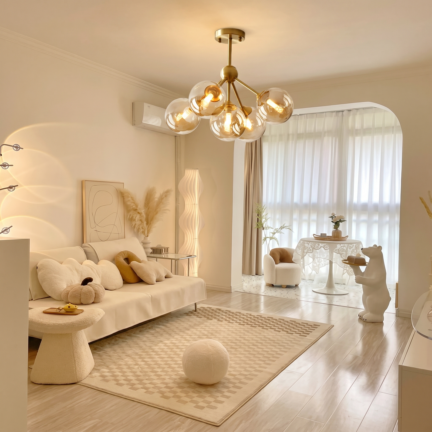 Brass Sputnik Glass Globe Flush Mount
