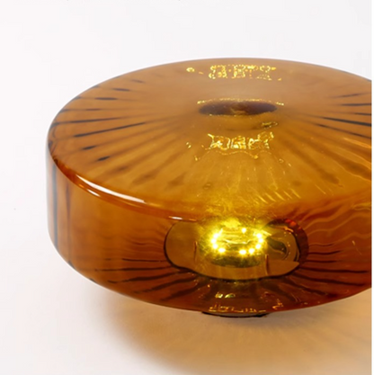 Amber Ribbed Glass Flush Mount Light