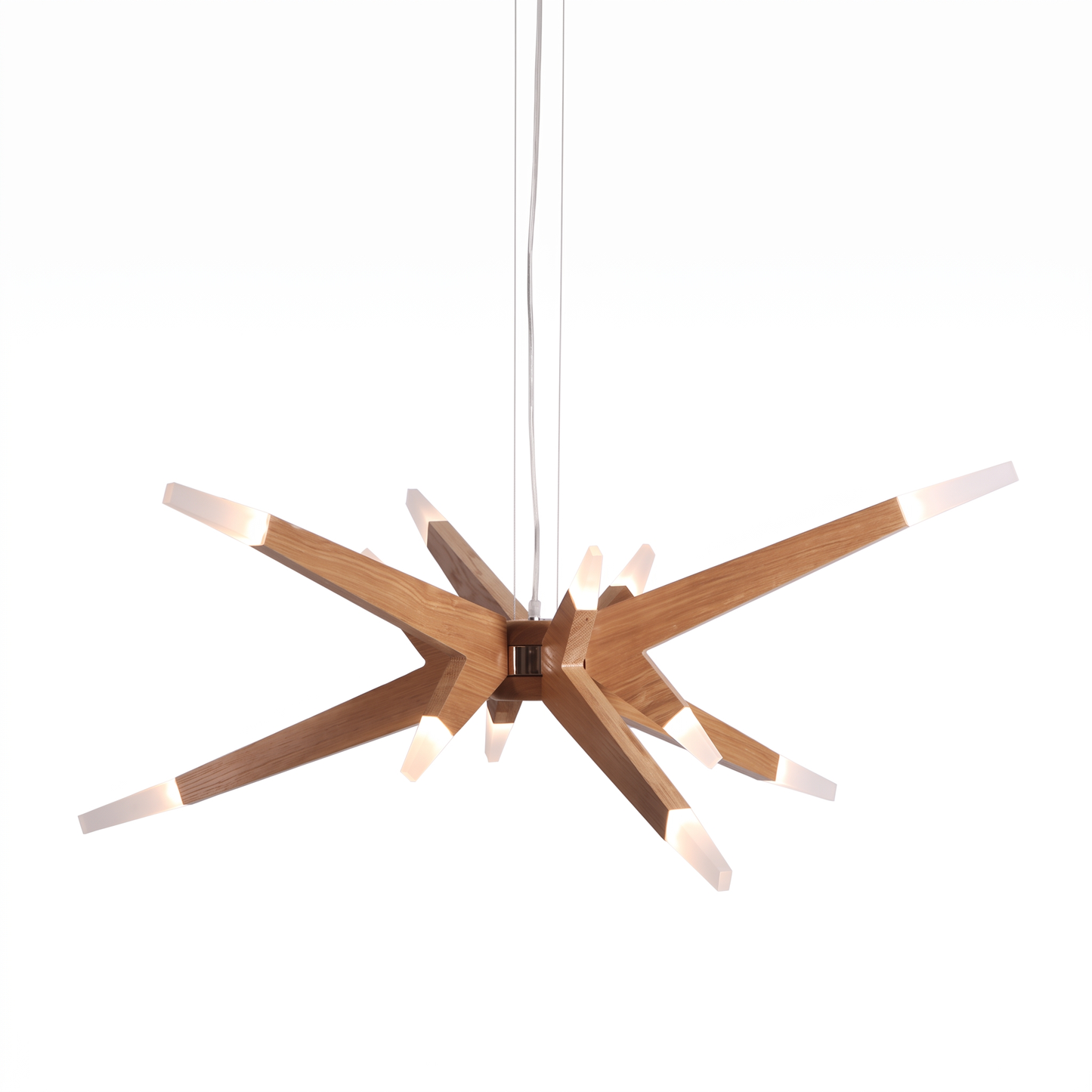 Solid Ash Starburst Chandelier, 12 Light