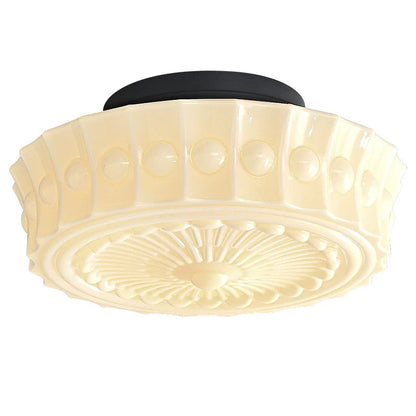 Hobnail Milk Glass Flush Mount Light