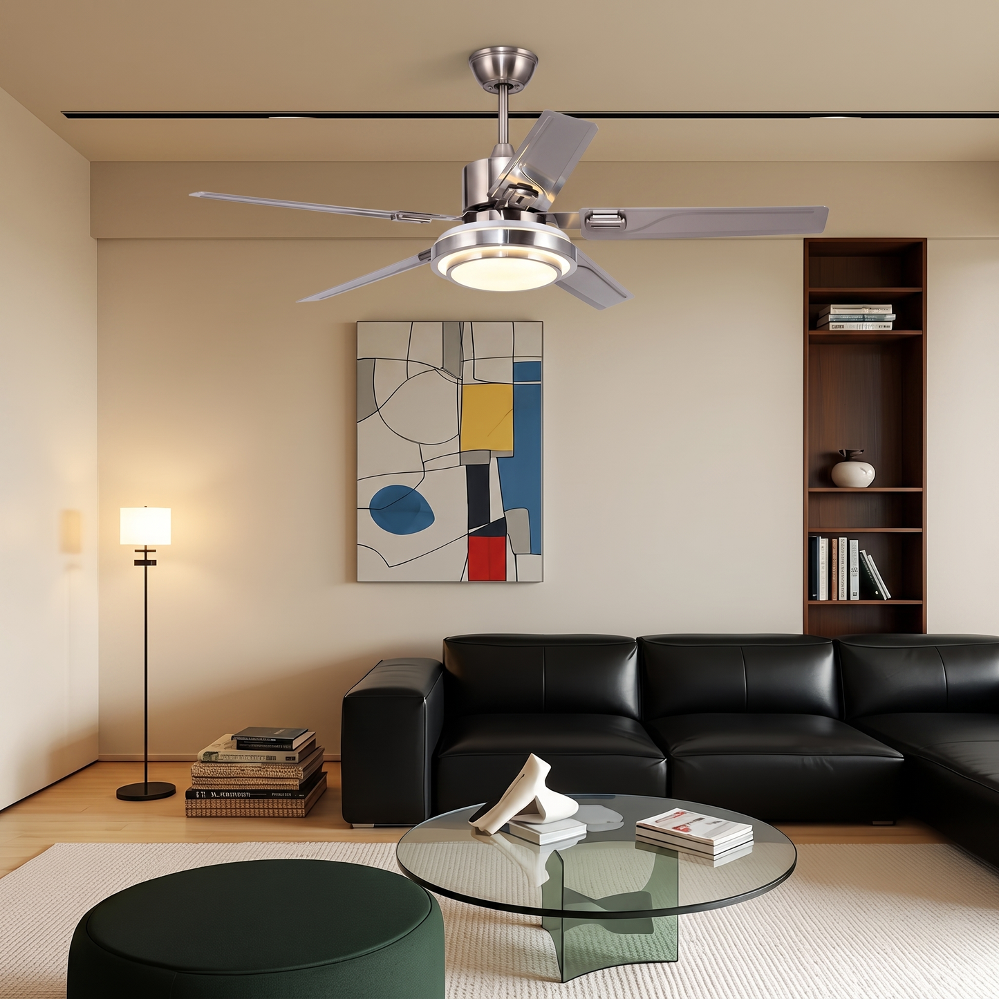 Dual-Halo Ring Light Ceiling Fan