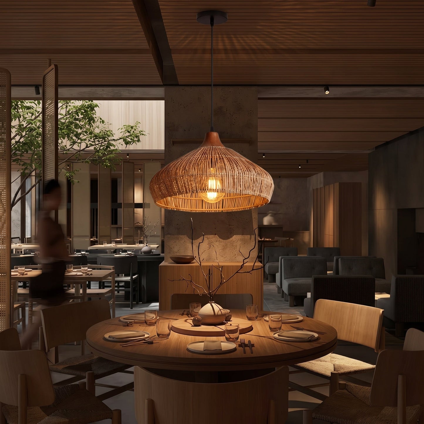 Hand-Woven Rattan Coastal Dome Lamp