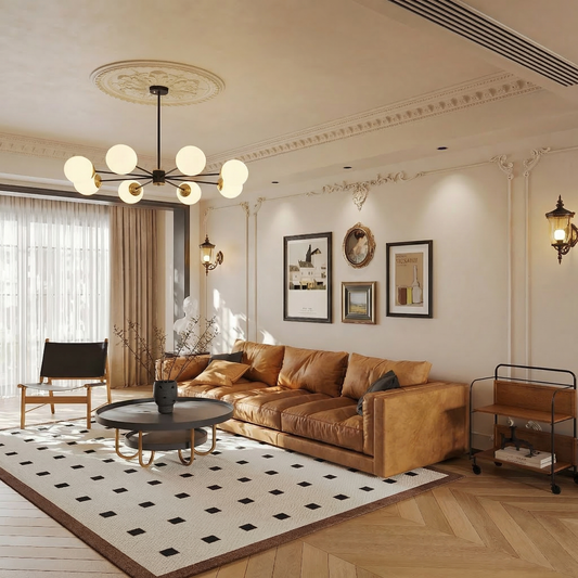 Black and Brass Sputnik Globe Chandelier