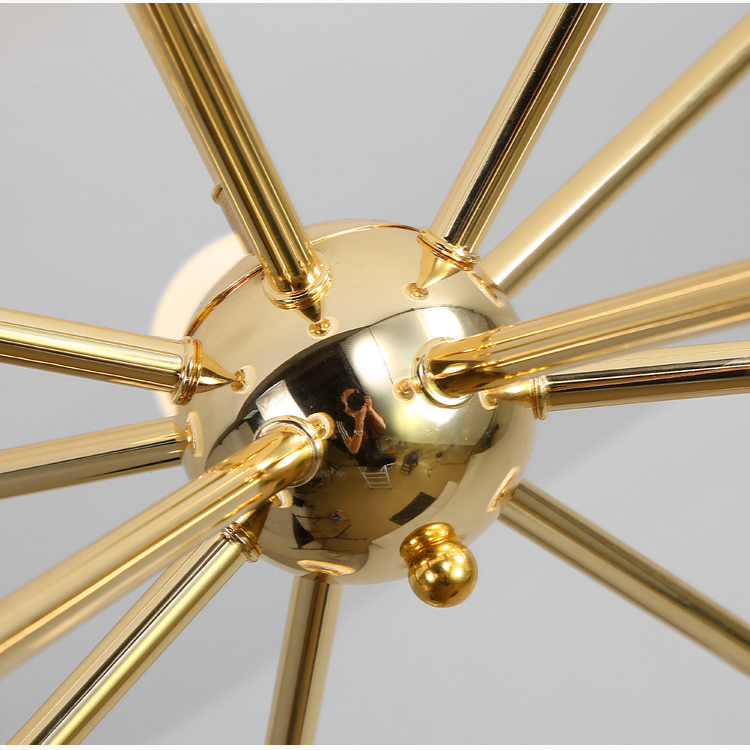 Gold Starburst Chandelier, 6 to 12 Light