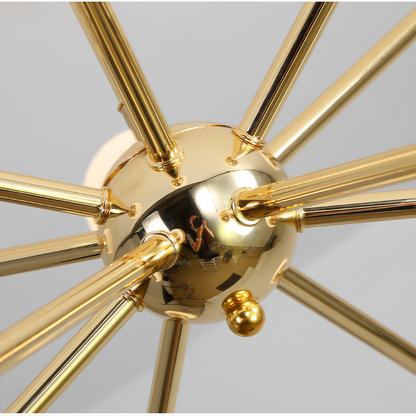 Gold Starburst Chandelier, 6 to 12 Light