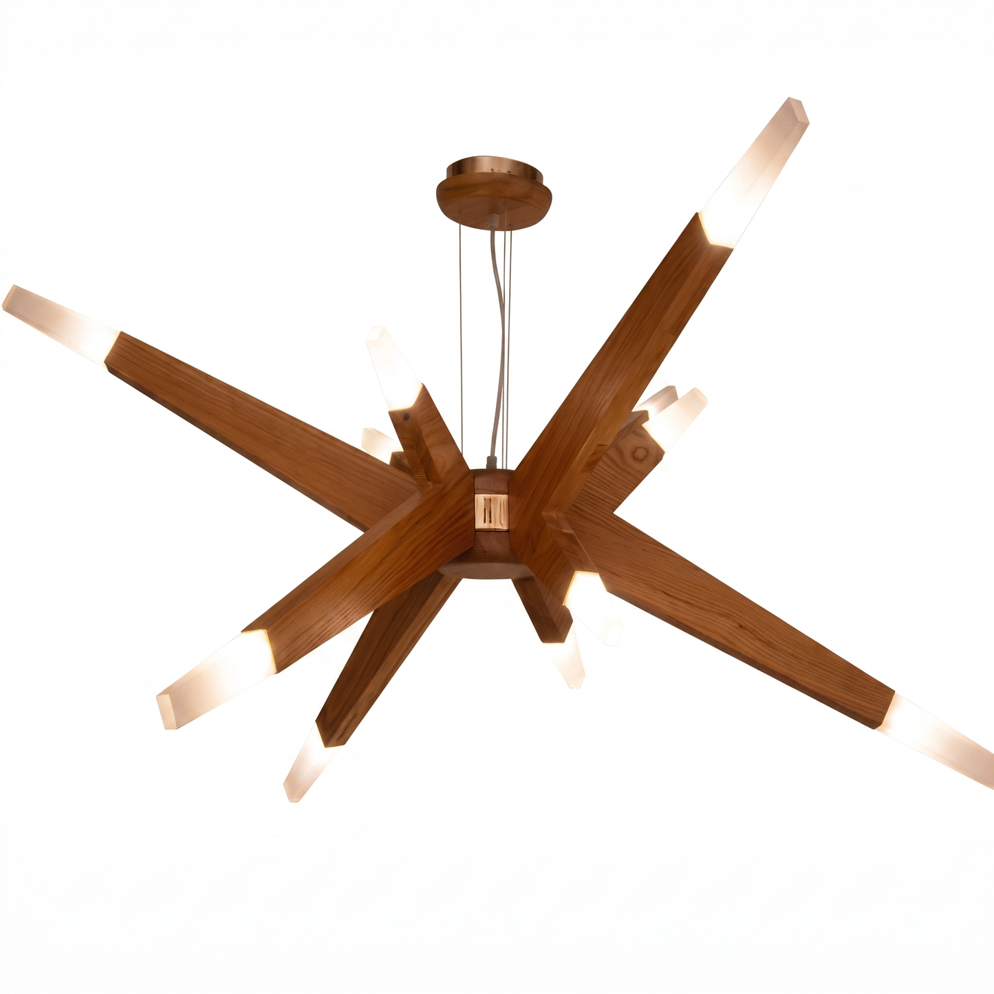 Solid Ash Starburst Chandelier, 12 Light