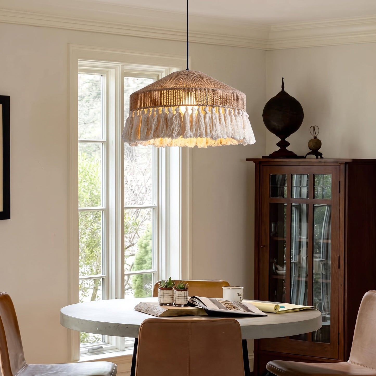 Jute Rope Fringe Tassel Pendant Light