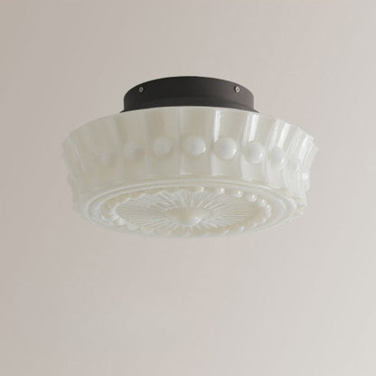 Hobnail Milk Glass Flush Mount Light
