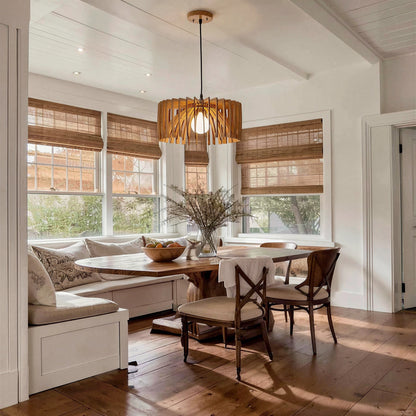 Wooden Slat Sculptural Pendant Light