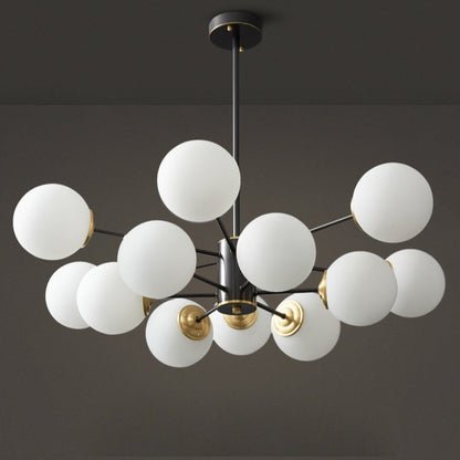 Dual-Tier Globe Chandelier in Black and Gold