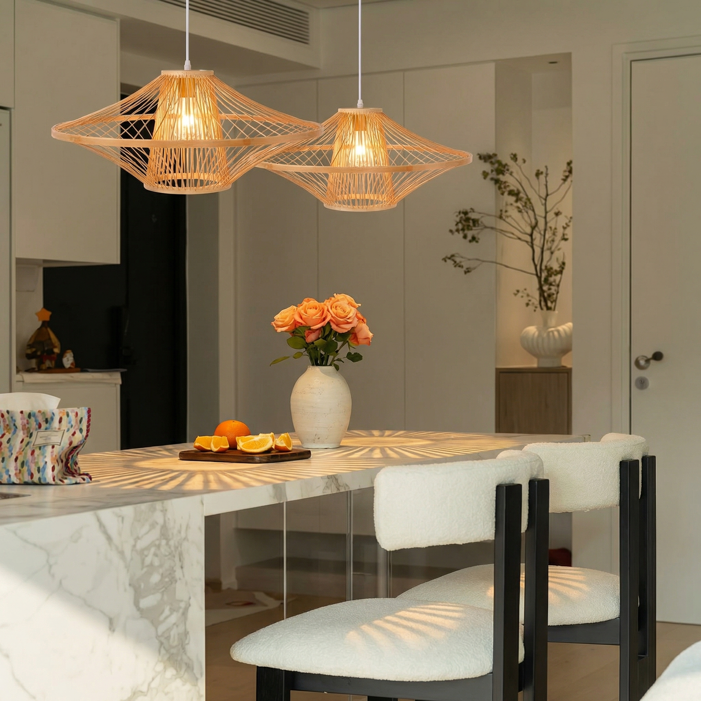 Architectural Bamboo Saucer Pendant