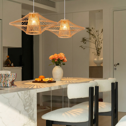 Architectural Bamboo Saucer Pendant