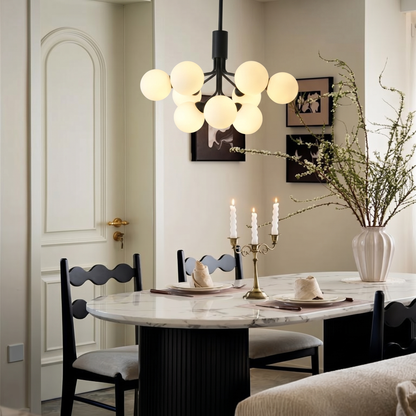 Matte Black Branching Globe Chandelier
