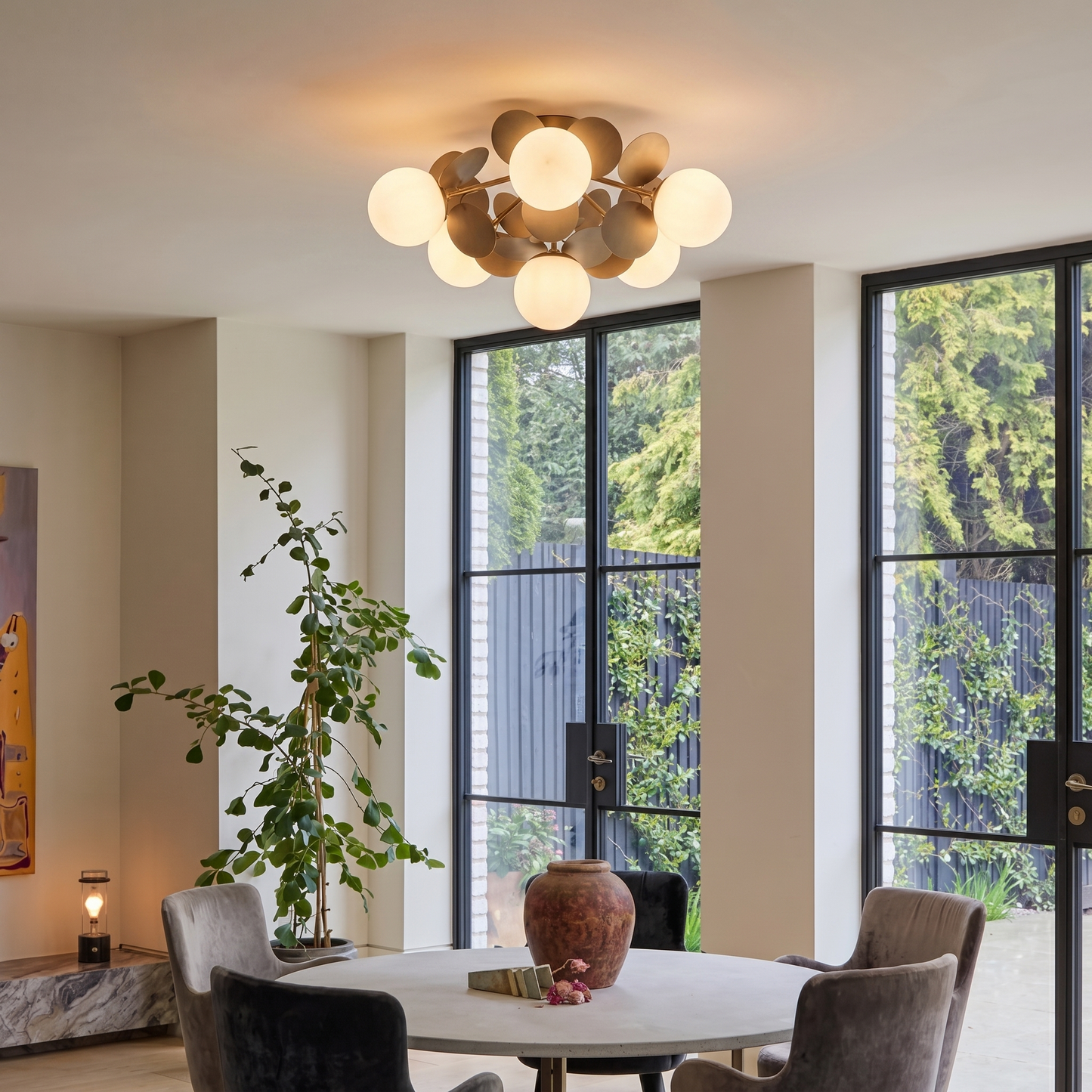 Grey Petal Flush Mount Ceiling Light